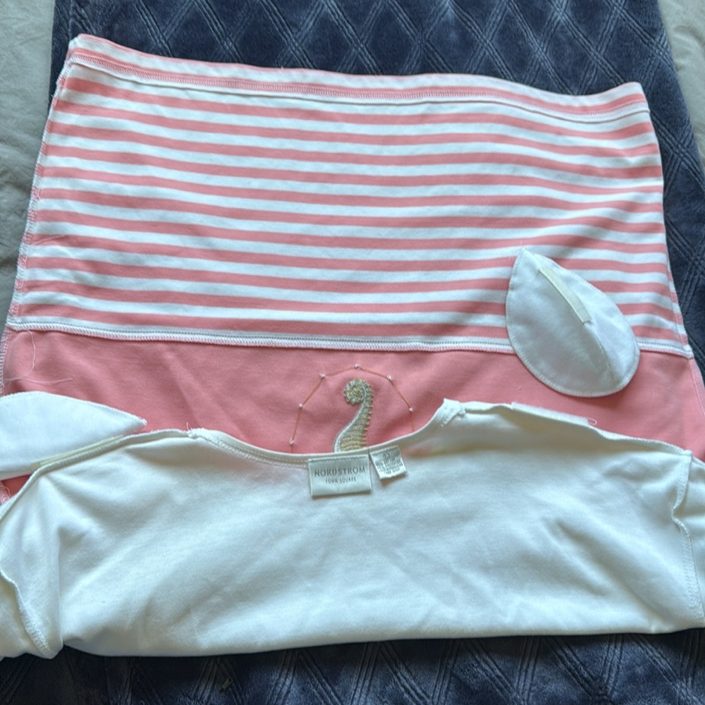 Like New Vintage Nordstrom Town Squate Pink & White Short Sleeves embroidered L - Picture 7 of 7
